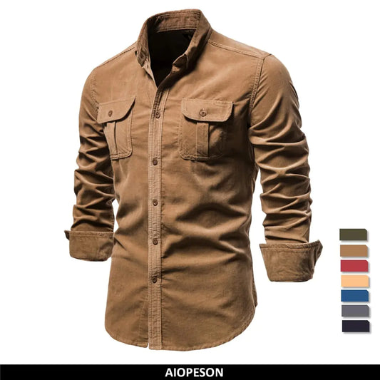 AmoorMen's Business Casual Corduroy Shirt