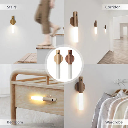 AmoorCity LED USB Wireless Wood Stick Night Light