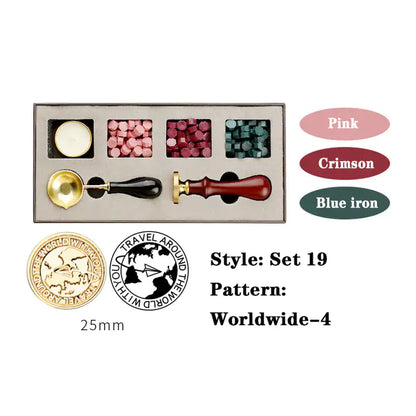 AmoorCity Wax Seal Stamp Set with wooden handle and metal stamp. Includes wax beads for creating classic wax seals on envelopes, invitations, etc.