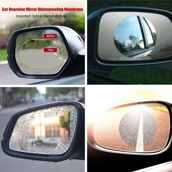 AmoorCity Rainproof Car Mirror Window Sticker. Improves visibility in rainy conditions by repelling water from the car mirror. Easy to apply and long-lasting.