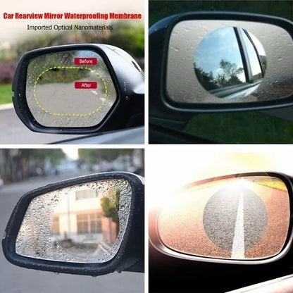 AmoorCity Rainproof Car Mirror Window Sticker. Improves visibility in rainy conditions by repelling water from the car mirror. Easy to apply and long-lasting.