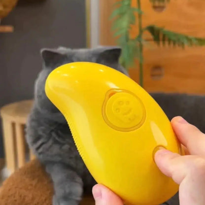 AmoorPet Electric Steam Brush for effortless pet grooming. Gentle steam loosens fur for easy removal. Perfect for cats and dogs to reduce shedding and keep your home fur-free.