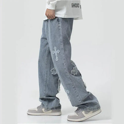 AmoorMen's Cross Denim Pants