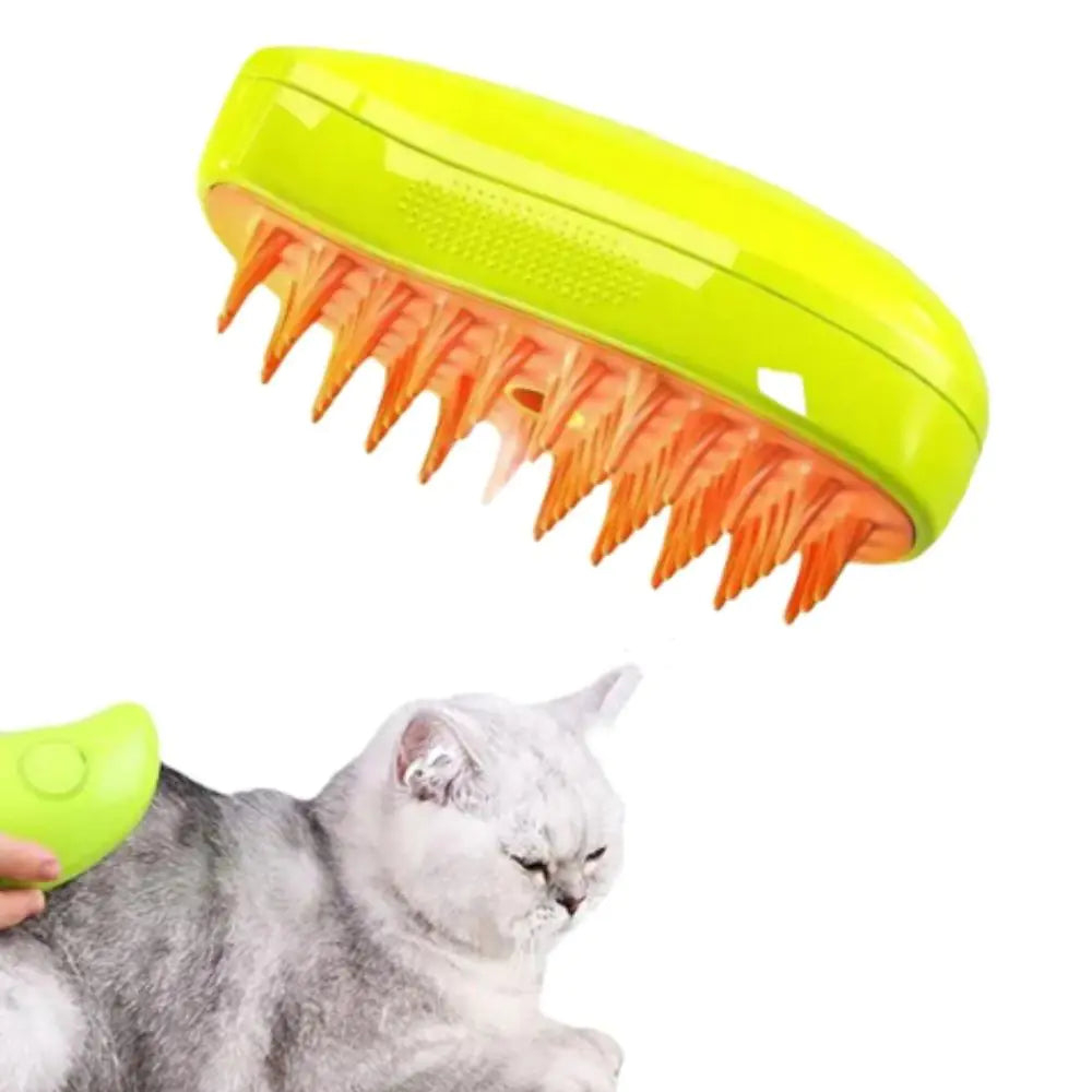 AmoorPet Electric Steam Brush for effortless pet grooming. Gentle steam loosens fur for easy removal. Perfect for cats and dogs to reduce shedding and keep your home fur-free.