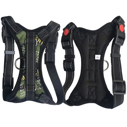 Comfortable dog walking harness and leash set by AmoorPet. Perfect for large and medium dogs. Adjustable harness for a secure fit.