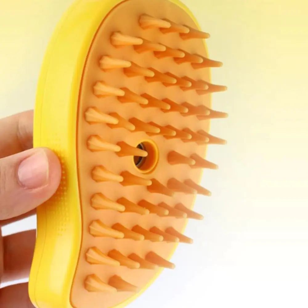 AmoorPet Electric Steam Brush for effortless pet grooming. Gentle steam loosens fur for easy removal. Perfect for cats and dogs to reduce shedding and keep your home fur-free.