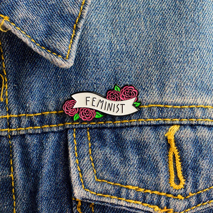 AmoorCity Floral Feminist Enamel Pins Badges. Collection of enamel lapel pins featuring floral designs and feminist messages. Empowering and beautiful accessories for backpacks, jackets, and more.