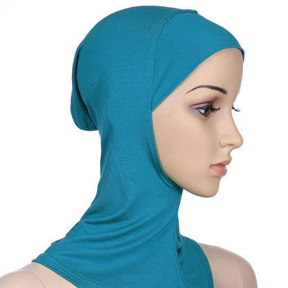 Breathable athletic underscarf hijab for women in a Blue by AmoorFemme. Made from sweat-wicking material for comfort during workouts.