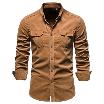 AmoorMen's Business Casual Corduroy Shirt