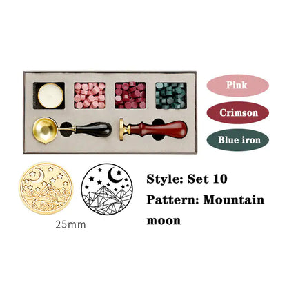 AmoorCity Wax Seal Stamp Set with wooden handle and metal stamp. Includes wax beads for creating classic wax seals on envelopes, invitations, etc.