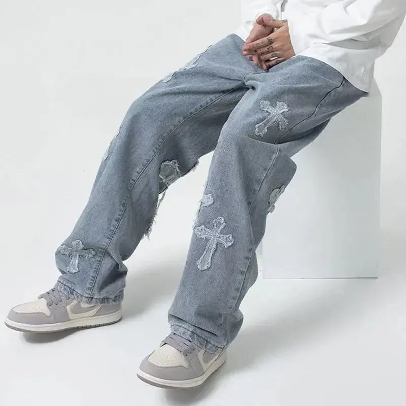 AmoorMen's Cross Denim Pants