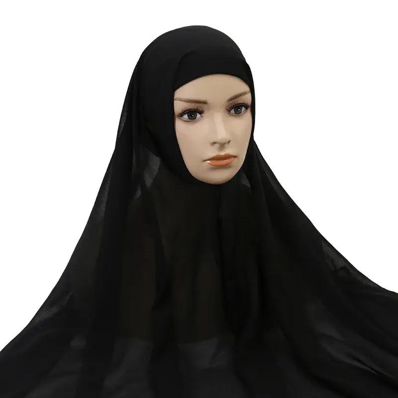 Solid color Black underscarf hijab cap by AmoorFemme. Made from breathable for comfort.