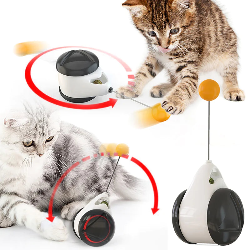 AmoorPet Balanced Wheel Swinging Ball Cat Toy. Interactive cat toy with a swinging ball on a balanced wheel base. Encourages batting, chasing, and play for cats.