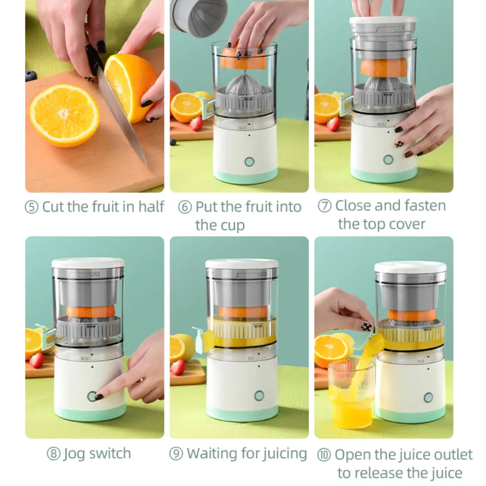 AmoorCity Portable Electric Juicer USB Charging Orange Lemon Fruit Blender