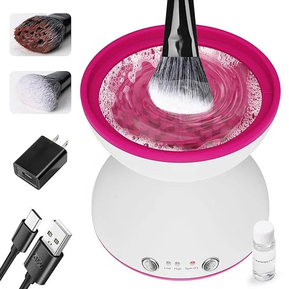 AmoorCare Electric Makeup Brush Cleaner Machine for Women. Electric makeup brush cleaning machine that spins brushes to remove makeup residue and bacteria. Ensures clean and hygienic brushes for flawless makeup application.