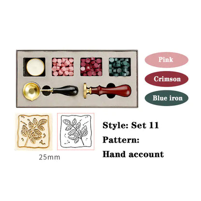 AmoorCity Wax Seal Stamp Set with wooden handle and metal stamp. Includes wax beads for creating classic wax seals on envelopes, invitations, etc.