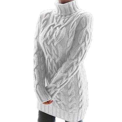 AmoorFemme Winter Crochet Long Sweater Turtleneck Twist Knitted