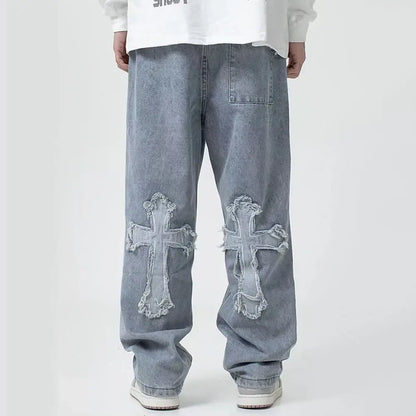 AmoorMen's Cross Denim Pants